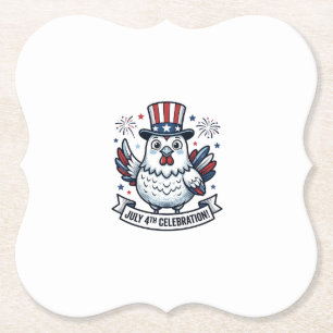 Patriotic Chicken July 4th Celebration T-Shirt Des Paper Coaster