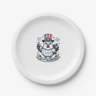Patriotic Chicken July 4th Celebration T-Shirt Des Paper Plate