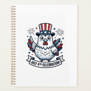 Patriotic Chicken July 4th Celebration T-Shirt Des Planner