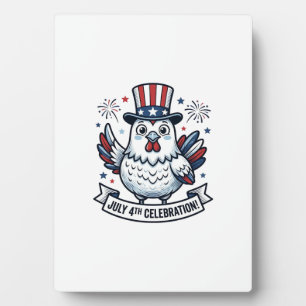 Patriotic Chicken July 4th Celebration T-Shirt Des Plaque