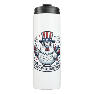 Patriotic Chicken July 4th Celebration T-Shirt Des Thermal Tumbler
