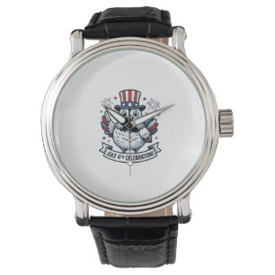 Patriotic Chicken July 4th Celebration T-Shirt Des Watch
