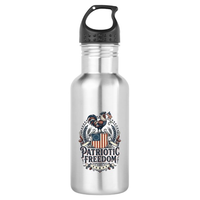 Patriotic Chicken Keeper Vector Graphic Tee_1 532 Ml Water Bottle (Front)