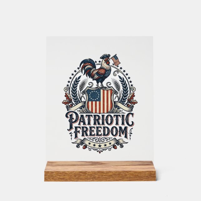 Patriotic Chicken Keeper Vector Graphic Tee_1 Acrylic Sign (Front)