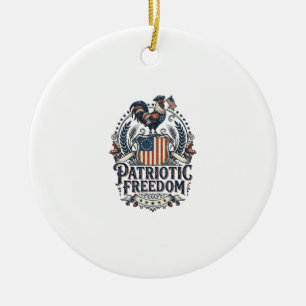 Patriotic Chicken Keeper Vector Graphic Tee_1 Ceramic Tree Decoration