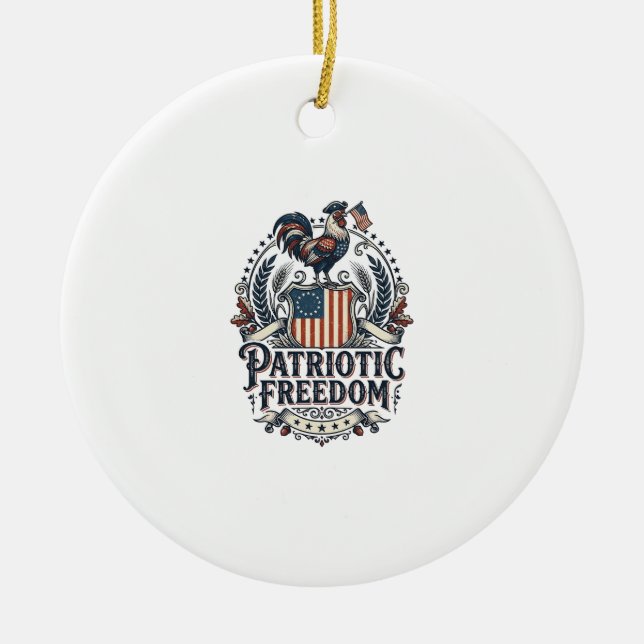 Patriotic Chicken Keeper Vector Graphic Tee_1 Ceramic Tree Decoration (Front)