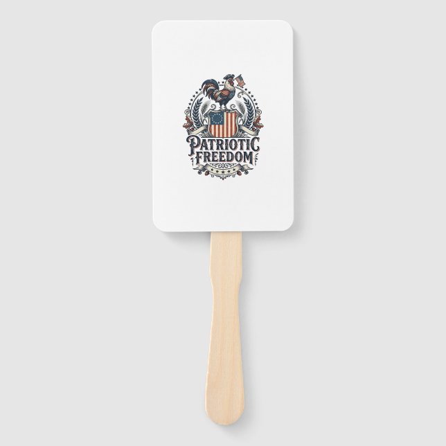 Patriotic Chicken Keeper Vector Graphic Tee_1 Hand Fan (Front)
