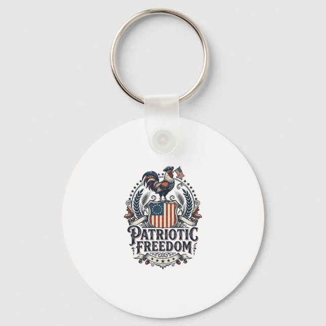 Patriotic Chicken Keeper Vector Graphic Tee_1 Key Ring (Front)