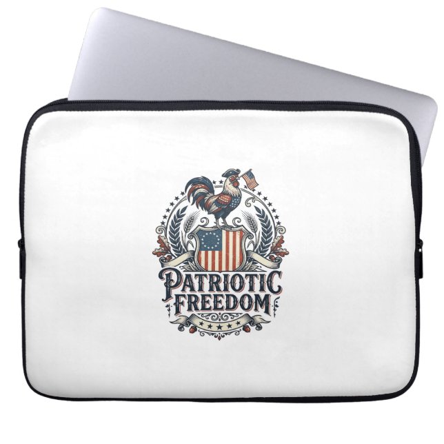 Patriotic Chicken Keeper Vector Graphic Tee_1 Laptop Sleeve (Front)