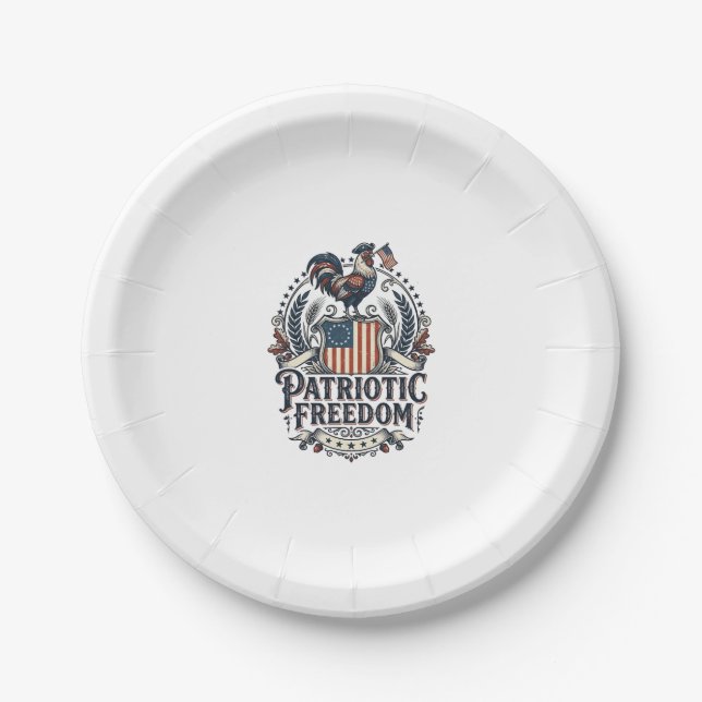 Patriotic Chicken Keeper Vector Graphic Tee_1 Paper Plate (Front)