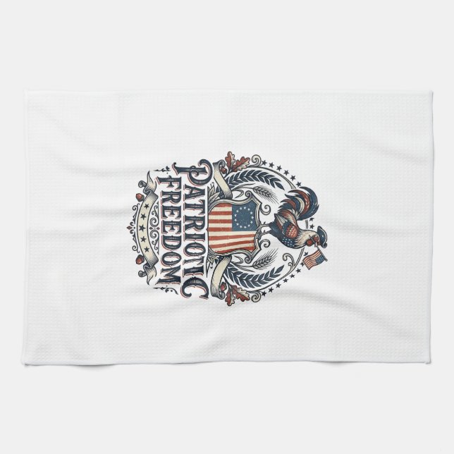 Patriotic Chicken Keeper Vector Graphic Tee_1 Tea Towel (Horizontal)
