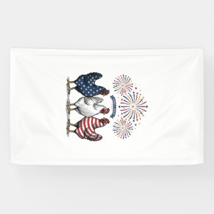 Patriotic Chicken Trio Vintage Engraving Vector De Banner