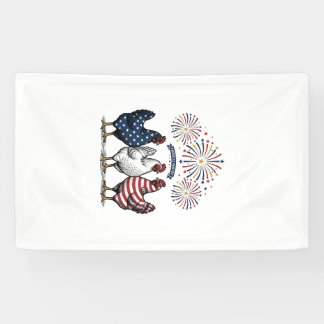 Patriotic Chicken Trio Vintage Engraving Vector De Banner