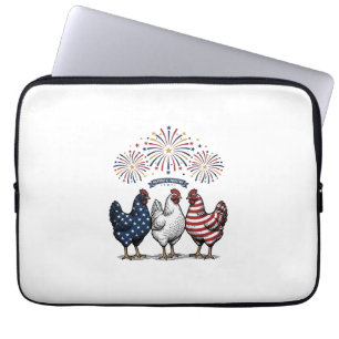 Patriotic Chicken Trio Vintage Engraving Vector De Laptop Sleeve