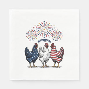 Patriotic Chicken Trio Vintage Engraving Vector De Napkin