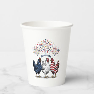 Patriotic Chicken Trio Vintage Engraving Vector De Paper Cups
