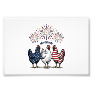 Patriotic Chicken Trio Vintage Engraving Vector De Photo Print