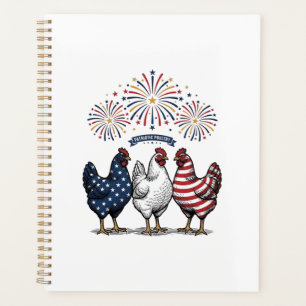 Patriotic Chicken Trio Vintage Engraving Vector De Planner