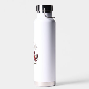 Patriotic Chicken Trio Vintage Engraving Vector De Water Bottle