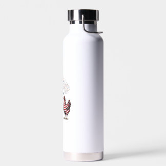 Patriotic Chicken Trio Vintage Engraving Vector De Water Bottle