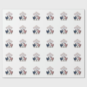 Patriotic Chicken Trio Vintage Engraving Vector De Wrapping Paper