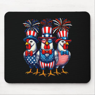 Patriotic Chicken Usa Flag Chicken Lover 4th Of Ju Mouse Pad