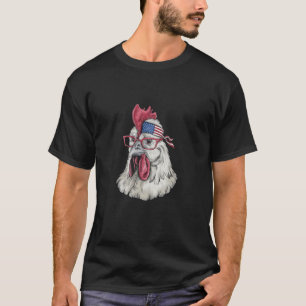 Patriotic Chicken with USA Bandanna and Glasses T-Shirt
