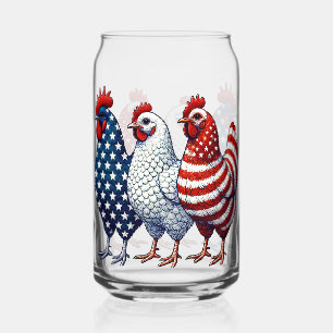 Patriotic Chickens  Can Glass