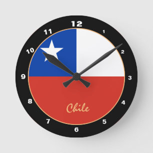 Patriotic Chilean Flag, Chile trendy Home / design Round Clock