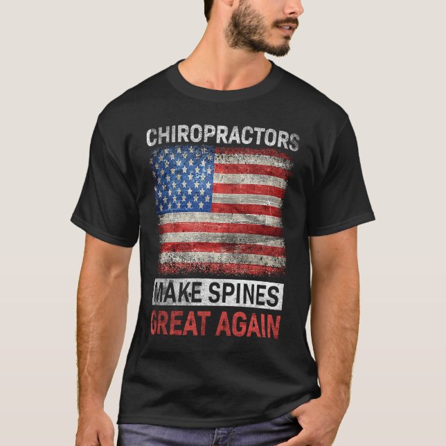 Patriotic Chiropractic American Flag Spinal Cord T-Shirt (Front)