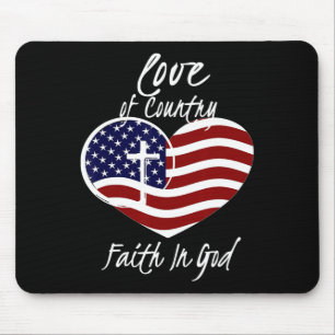 Patriotic Christian Faith In God Heart Cross Ameri Mouse Pad