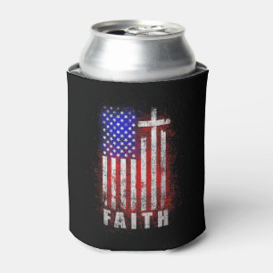 Patriotic Christian Faith Love Jesus American Flag Can Cooler