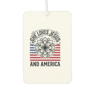 Patriotic Christian Flower Vintage T-Shirt Car Air Freshener