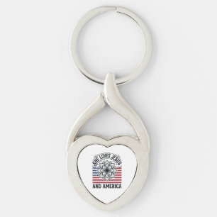 Patriotic Christian Flower Vintage T-Shirt Key Ring