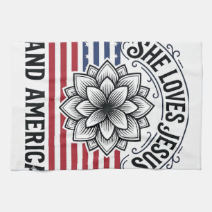 Patriotic Christian Flower Vintage T-Shirt Tea Towel