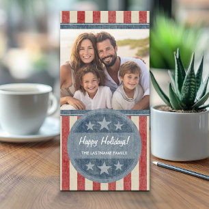 Patriotic Christmas 1 photo American Flag Holiday Card