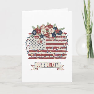 Patriotic Christmas American Flag "Joy & Liberty" Card