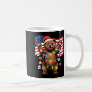 Patriotic Christmas Grizzly Bear Holiday Light San Coffee Mug