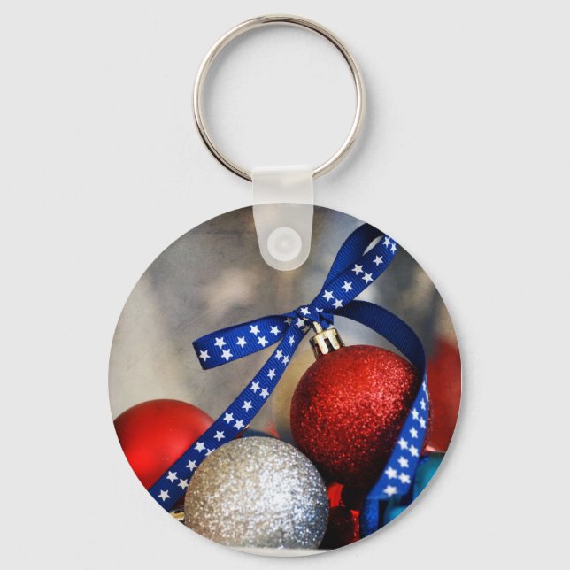 Patriotic Christmas Key Ring (Front)