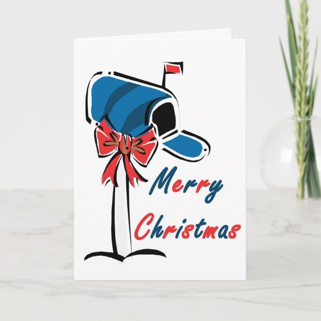 Patriotic Christmas Mailbox Holiday Card (Front)
