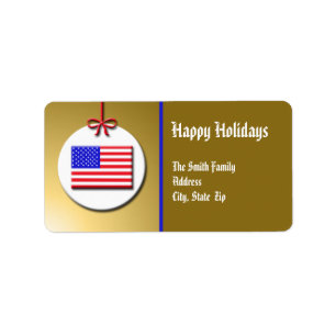 Patriotic Christmas Ornament Label