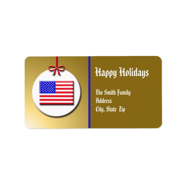 Patriotic Christmas Ornament Label (Front)