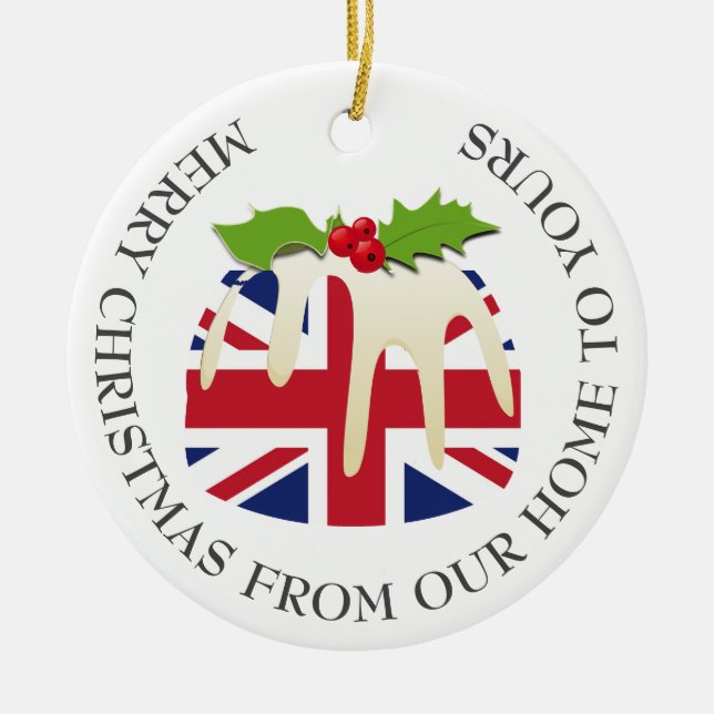 Patriotic | Christmas Pudding | BRITISH UK FLAG Ceramic Tree Decoration (Front)