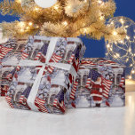 Patriotic Christmas Santa Holding American Flag Wrapping Paper<br><div class="desc">Patriotic Christmas Santa Holding American Flag Holiday Wrapping Paper.</div>