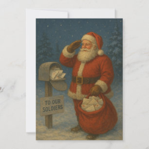 Patriotic Christmas Santa Holiday Card