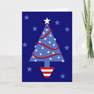 Patriotic Christmas Tree Holiday Card