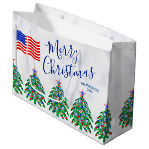 Patriotic Christmas Tree Military Or Servicemen Large Gift Bag