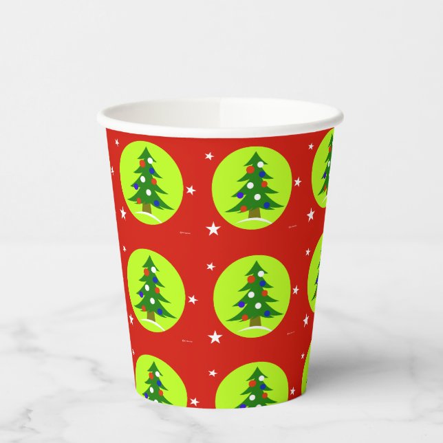 Patriotic Christmas Tree Paper Cups (Left)