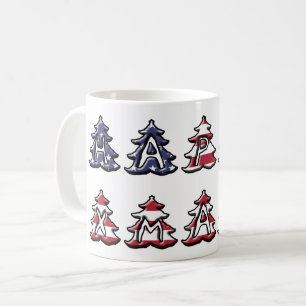 Patriotic Christmas Trees Happy XMAS Coffee Mug