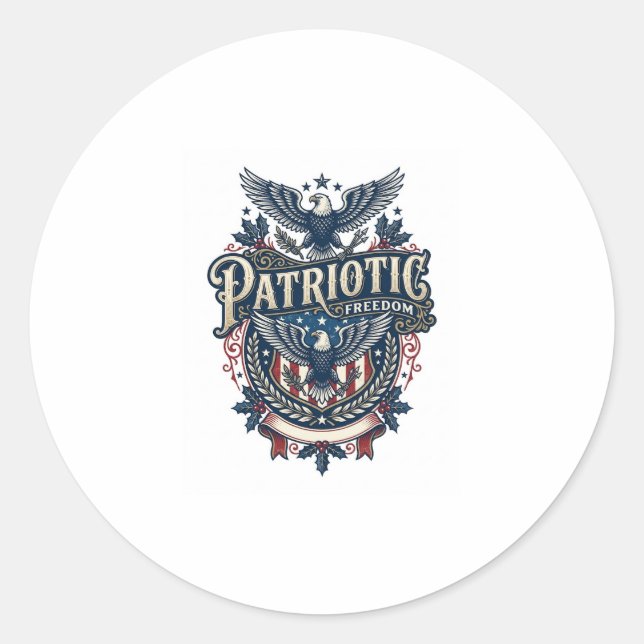 Patriotic Christmas Vector Graphic Tee (2) Classic Round Sticker (Front)